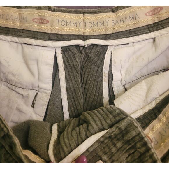 VTG Tommy Bahama Corduroy Pants Men’s 33 Green Wide Leg Pleated Relaxed GUC - Picture 5 of 7